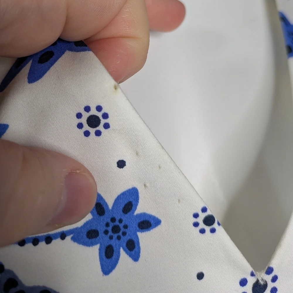 Boden Blue White Floral Bird Palm Tree Sleeveless V Neck Cotton Midi Dress 12 - Picture 6 of 10